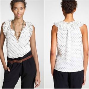 J crew dotsalota ruffle tank sleeveless silk